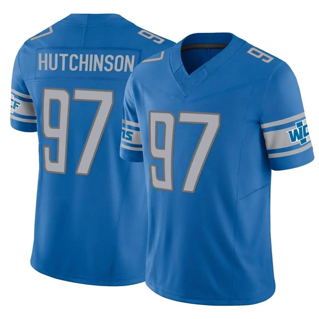 Punc D.Lions #97 Aidan Hutchinson Player Blue Vapor F.U.S.E. Limited Home Game Stitched Jerseys