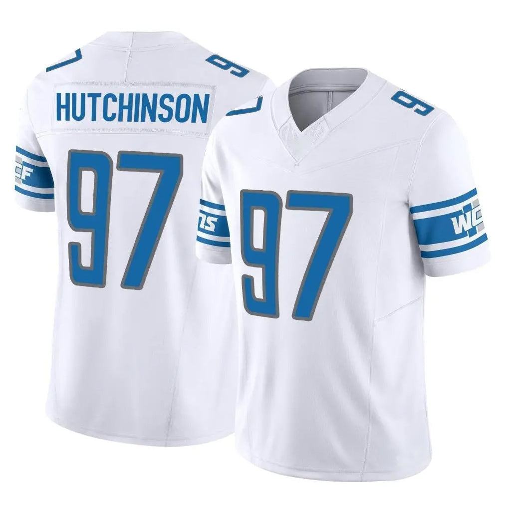Punc D.Lions #97 Aidan Hutchinson Player White Vapor F.U.S.E. Limited Home Game Stitched Jerseys