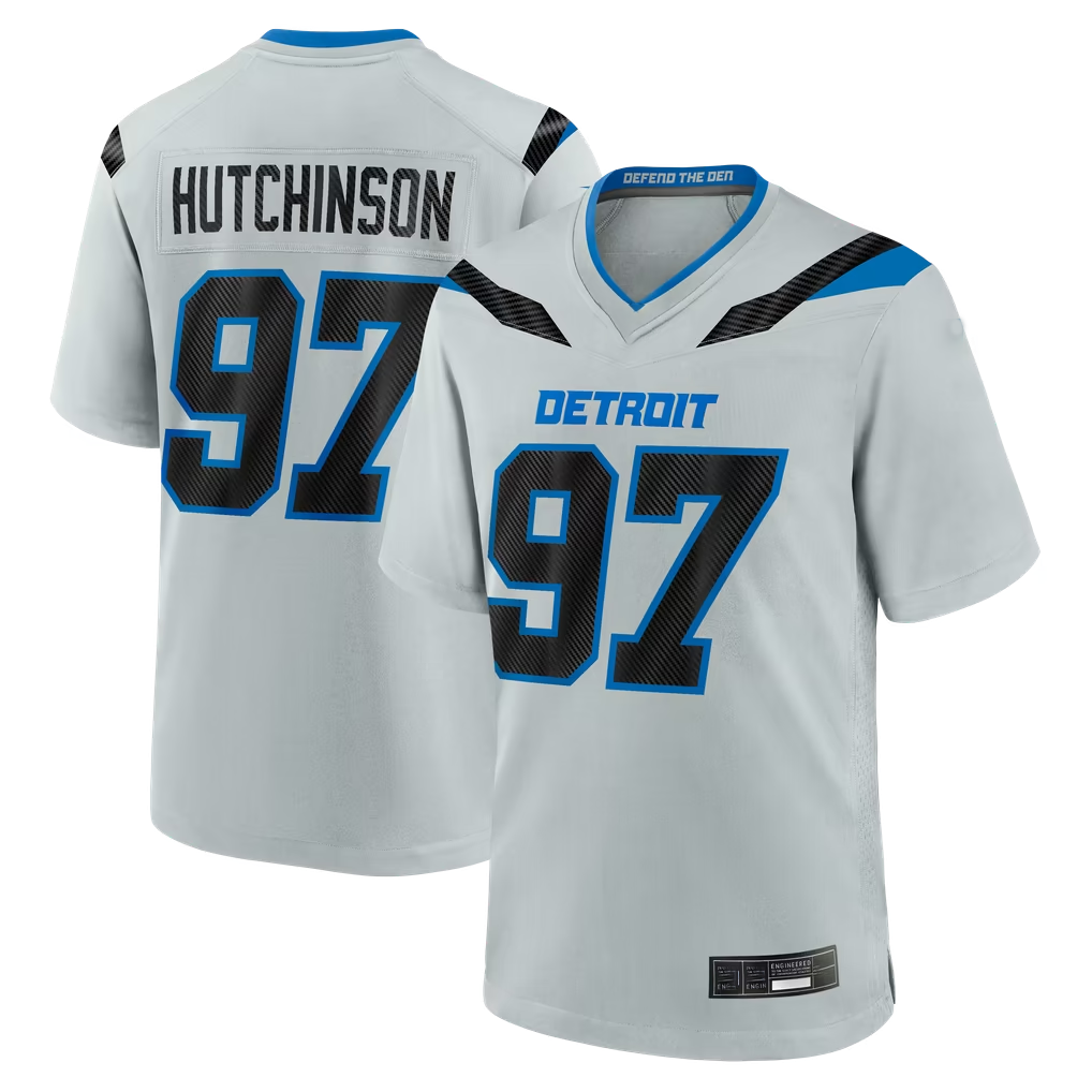 Punc D.Lions #97 Aidan Hutchinson Silver 2026 Rivalries Collection Game Stitched Jerseys