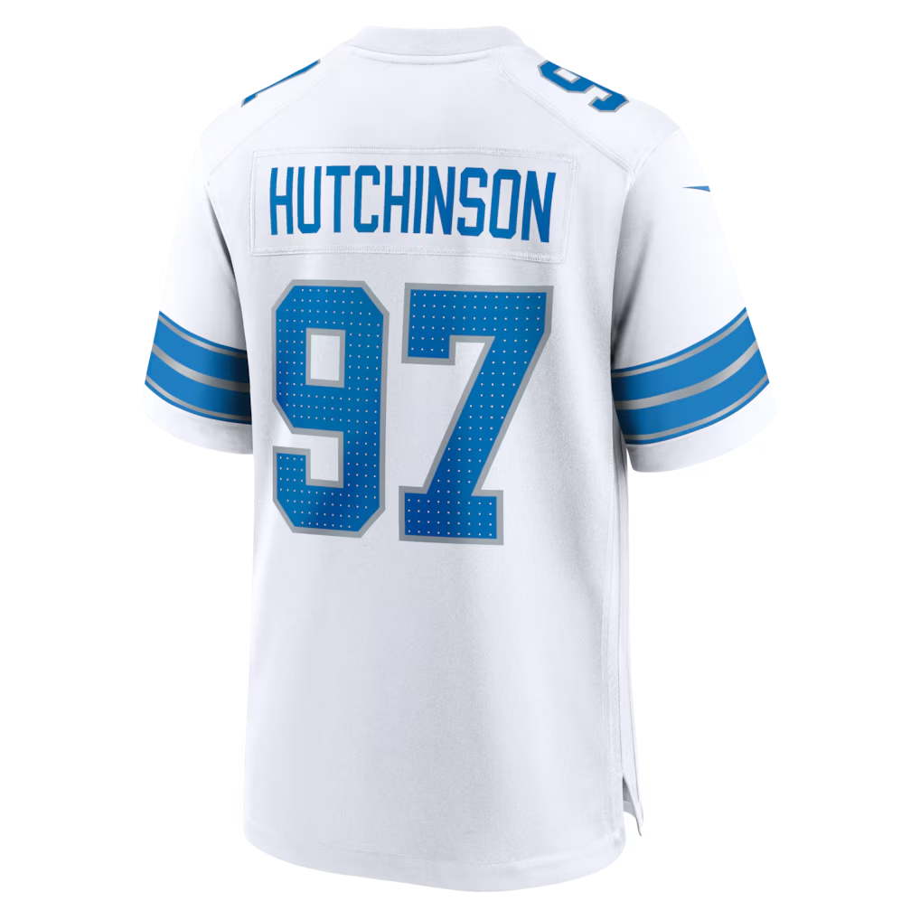 Punc D.Lions #97 Aidan Hutchinson White Game Stitched Jerseys