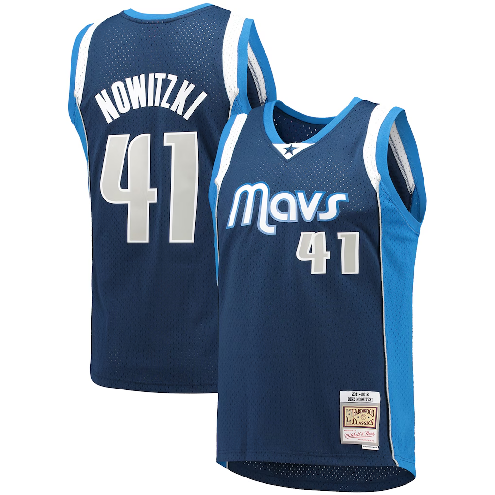 Punc D.Mavericks Mitchell & Ness #41 Dirk Nowitzki Navy Dallas Mavericks 2011-2012 Hardwood Classics Swingman Stitched Jerseys