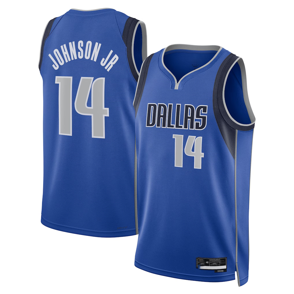 Punc D.Mavericks #14 Morez Johnson Jr. Blue Icon Swingman Stitched Jerseys