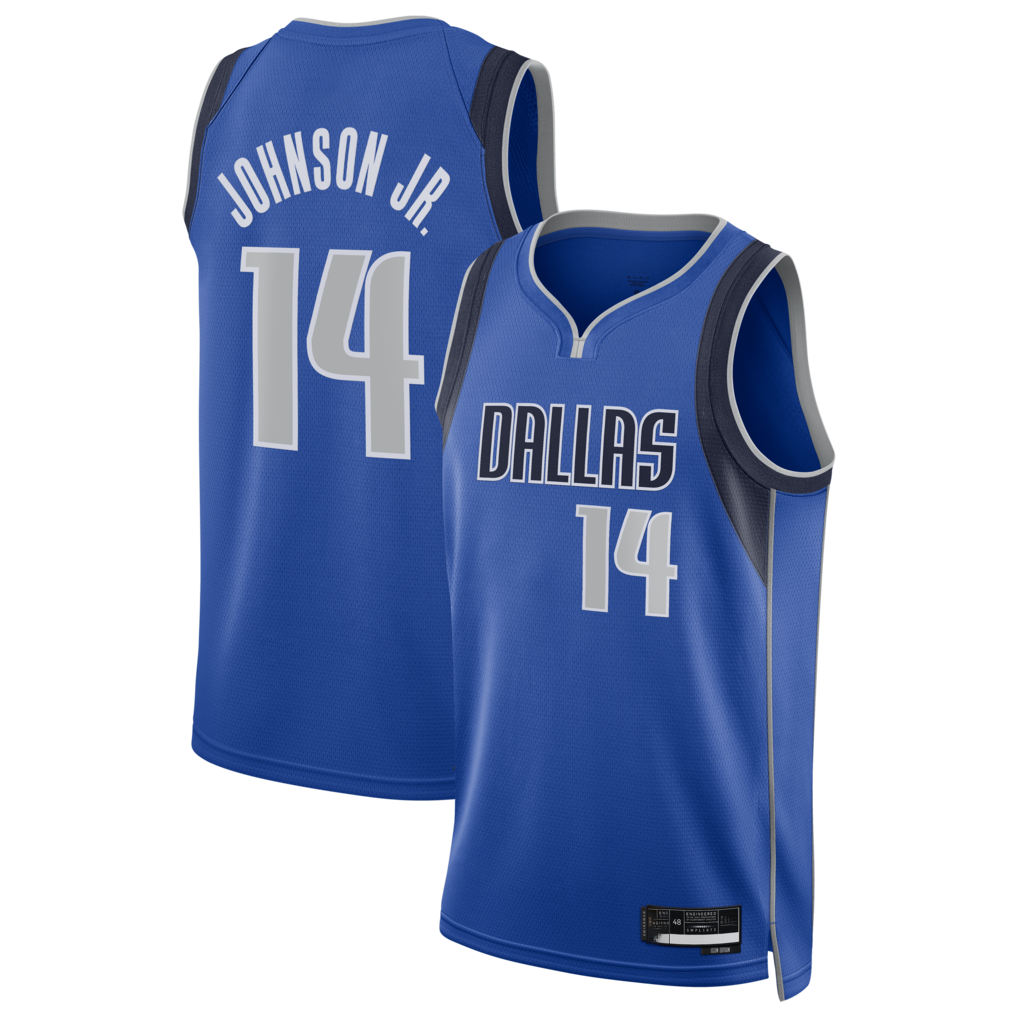 Punc D.Mavericks #14 Morez Johnson Jr. Blue Swingman Jerseys - Icon Edition