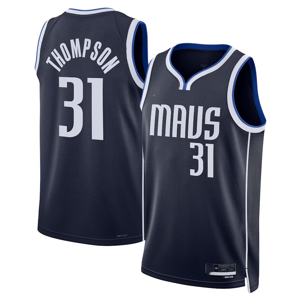 Punc D.Mavericks #31 Klay Thompson Navy Statement Edition Swingman Stitched Jerseys