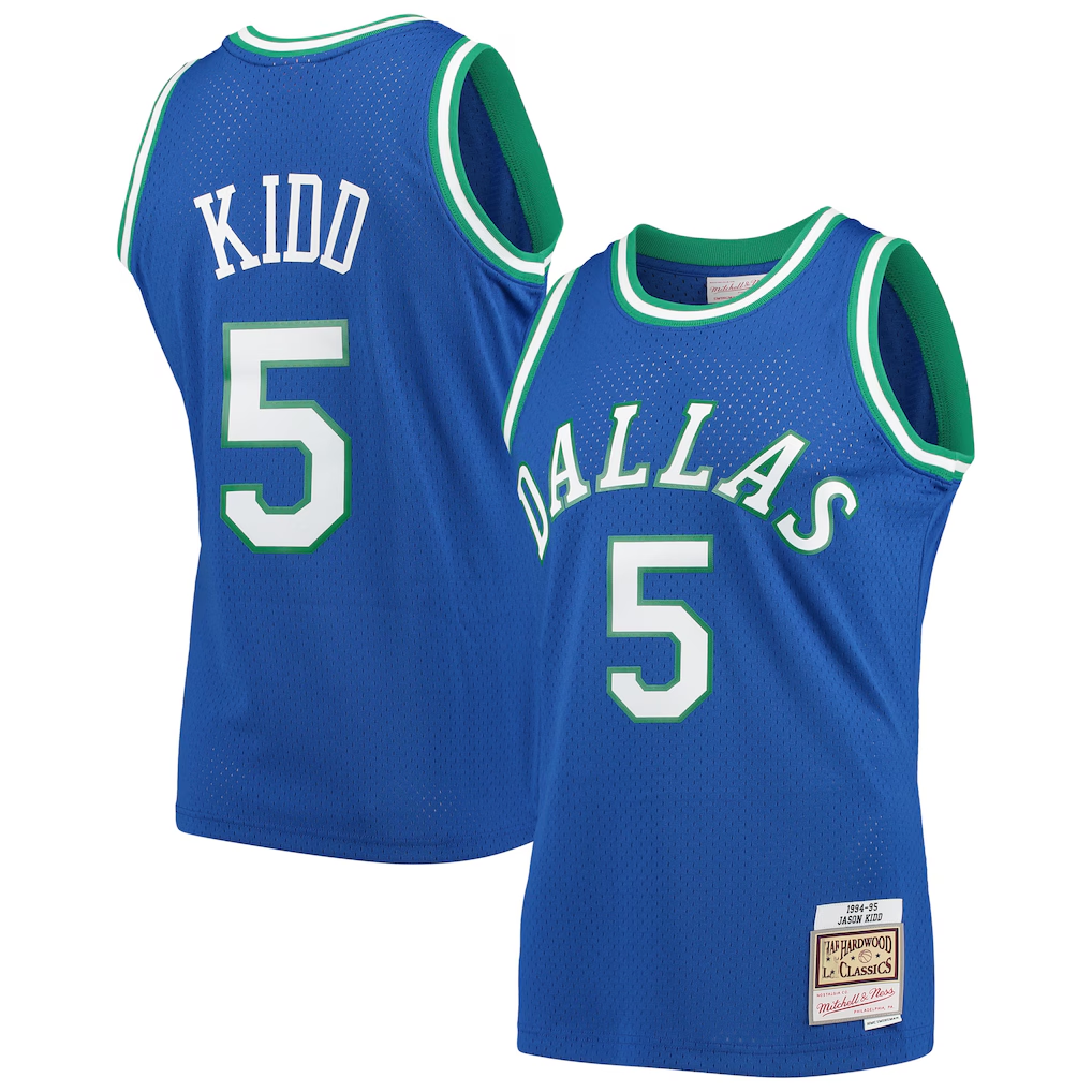 Punc D.Mavericks #5 Jason Kidd Mitchell & Ness Blue 1994-1995 Hardwood Classics Swingman Jerseys