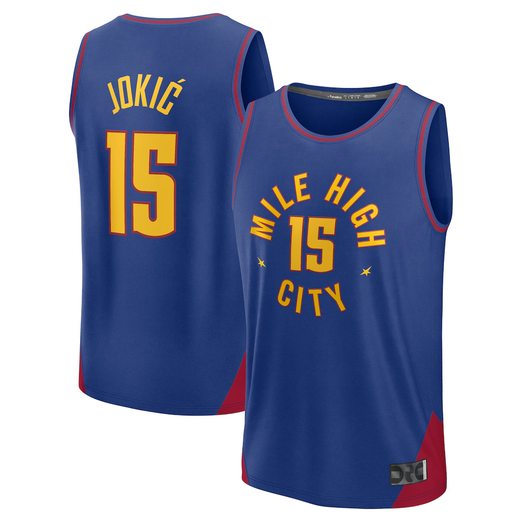 Punc D.Nuggets #15 Nikola Jokic  Blue Fast Break Replica Player Jerseys - Statement Edition