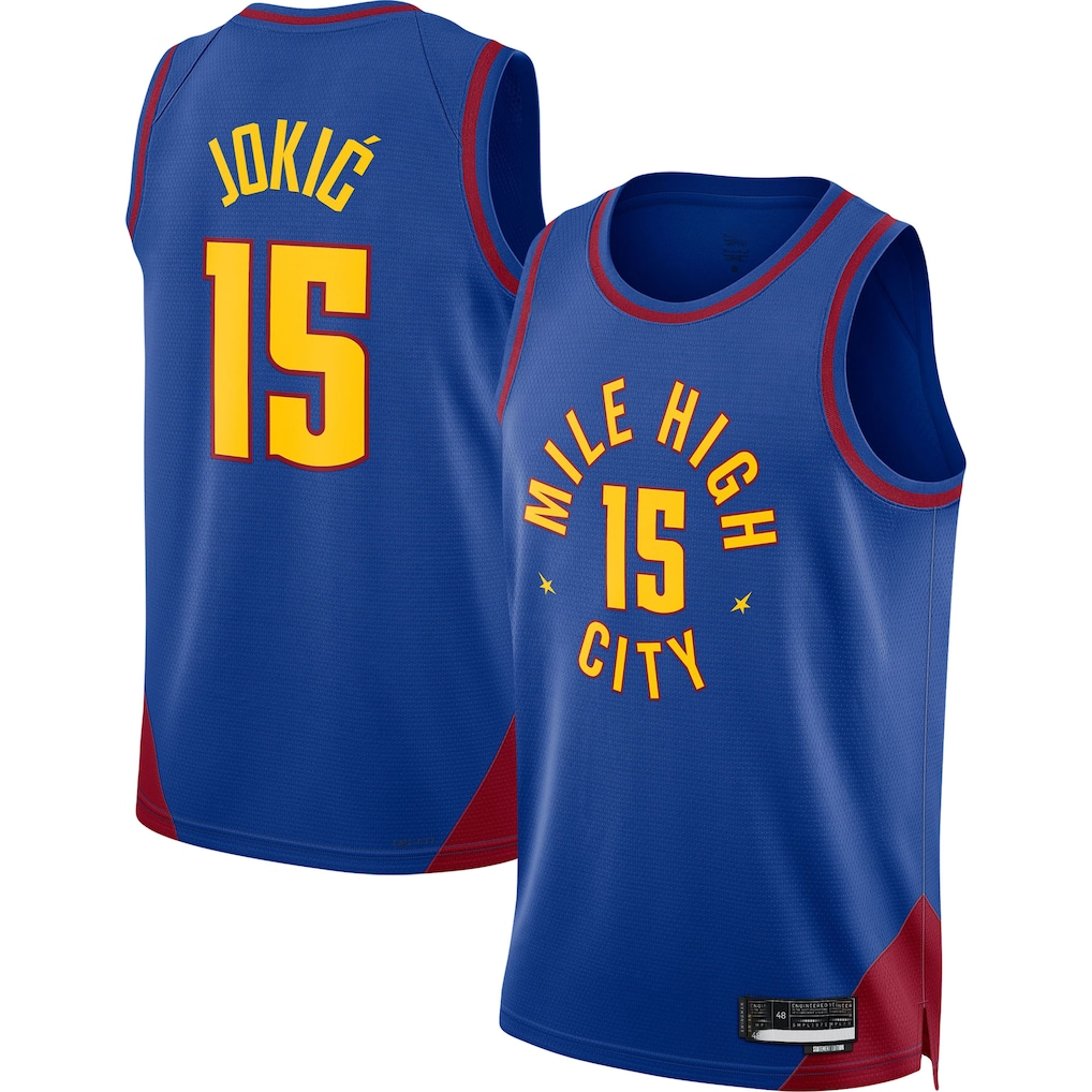 Punc D.Nuggets #15 Nikola Jokic Blue Swingman Jerseys - Statement Edition