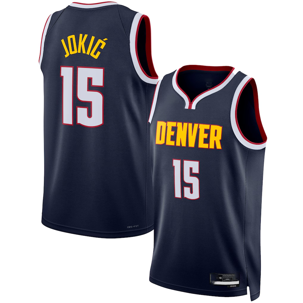 Punc D.Nuggets #15 Nikola Jokic Navy Swingman Jerseys - Icon Edition