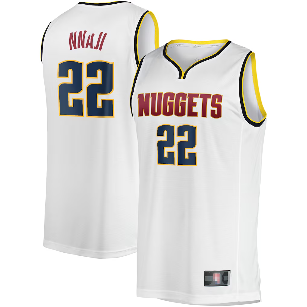 Punc D.Nuggets #22 Zeke Nnaji  White Fast Break Player Jerseys - Association Edition