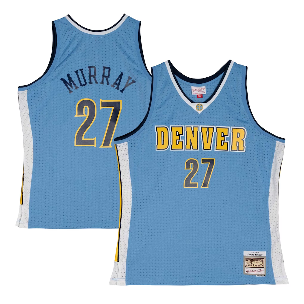 Punc D.Nuggets #27 Jamal Murray Mitchell & Ness Powder Blue 2016-17 Throwback Swingman Jerseys