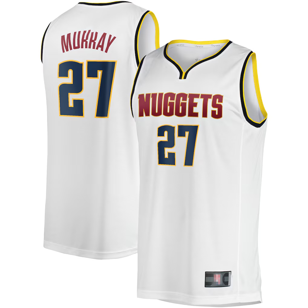 Punc D.Nuggets #27 Jamal Murray  White Fast Break Player Jerseys - Association Edition