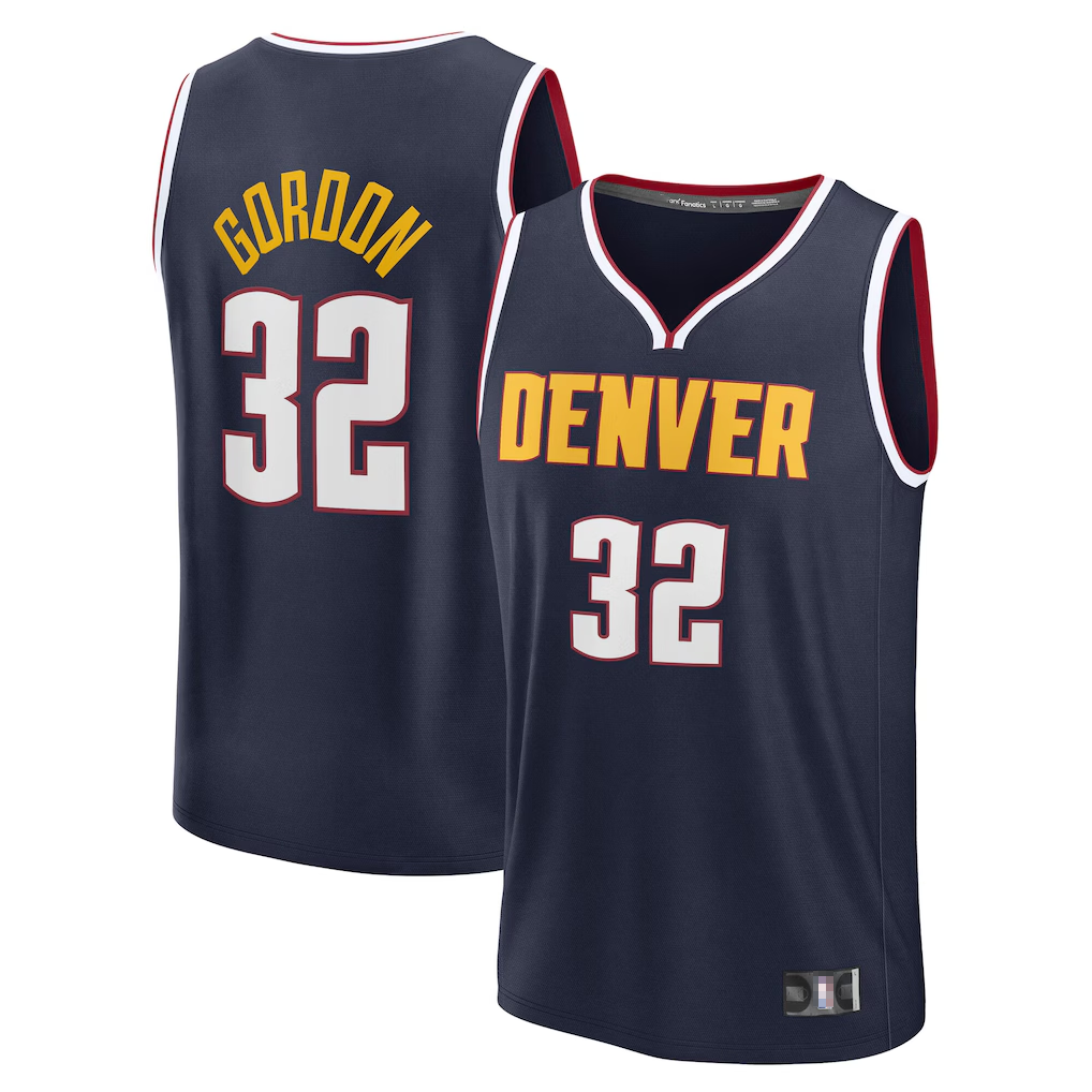 Punc D.Nuggets #32 Aaron Gordon Navy Fast Break Replica Jerseys - Icon Edition