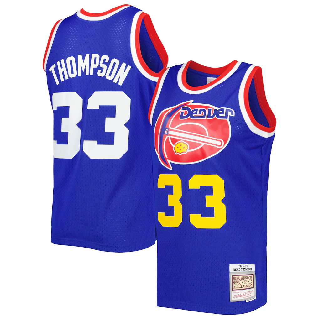 Punc D.Nuggets #33 David Thompson Mitchell & Ness Royal Hardwood Classics 1975-76 Swingman Jersey