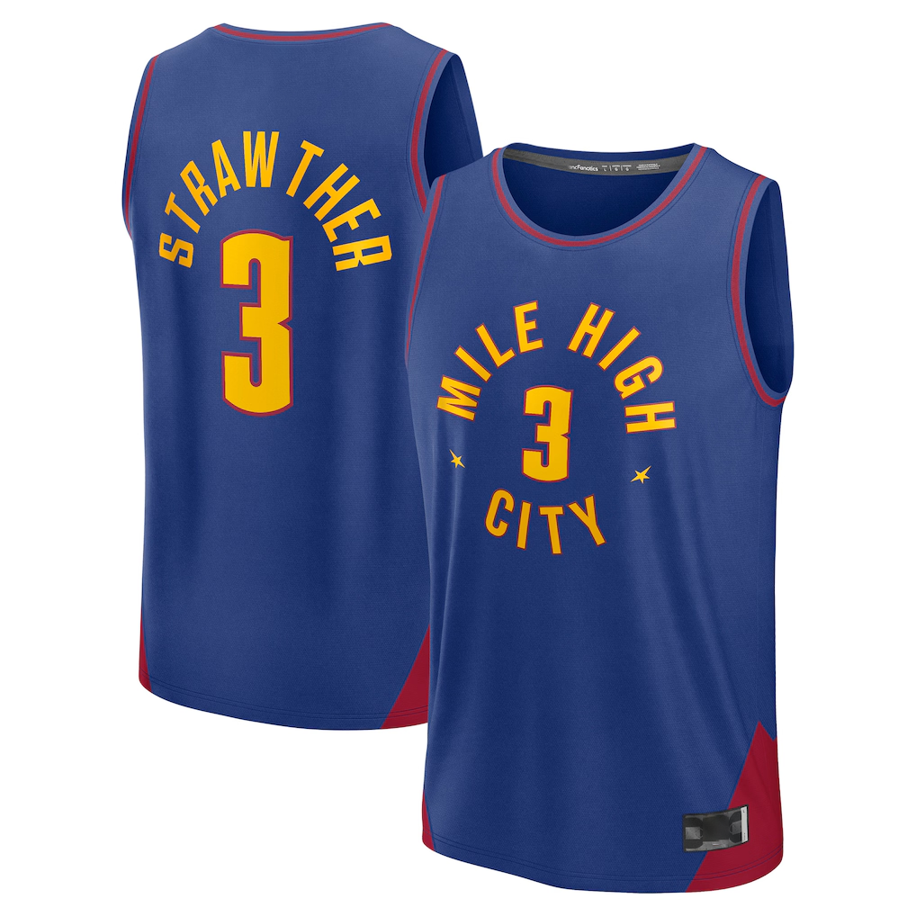Punc D.Nuggets #3 Julian Strawther Blue Fast Break Replica Player Jerseys - Statement Edition