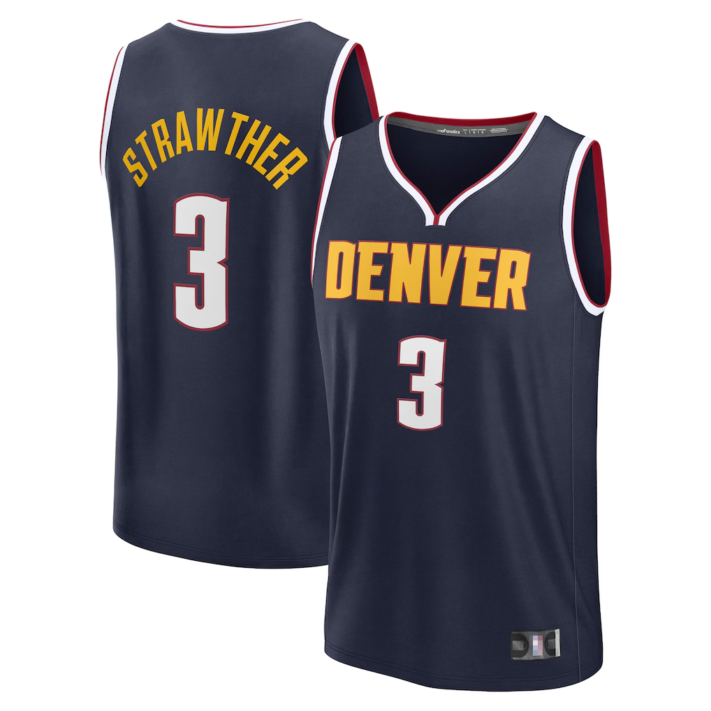 Punc D.Nuggets #3 Julian Strawther Navy Fast Break Replica Player Jerseys - Icon Edition