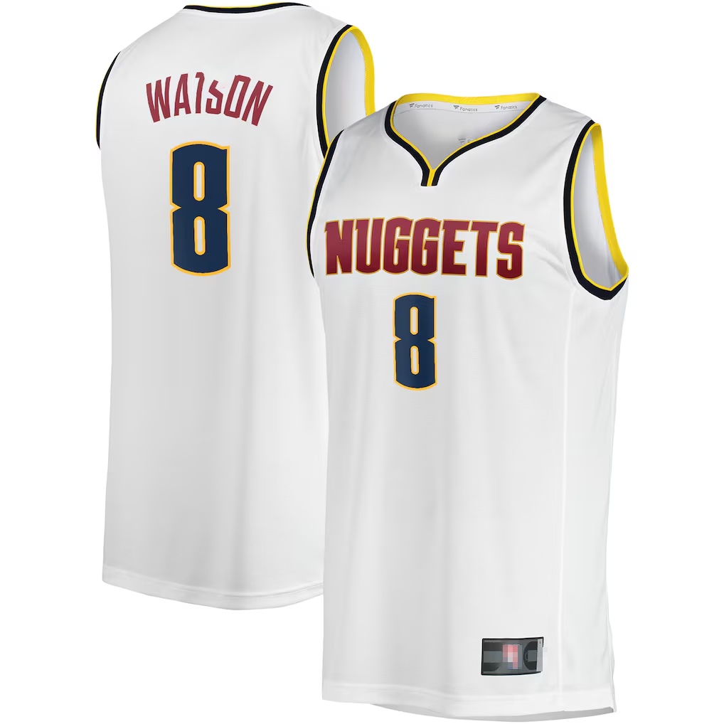 Punc D.Nuggets #8 Peyton Watson White Fast Break Player Jerseys - Association Edition