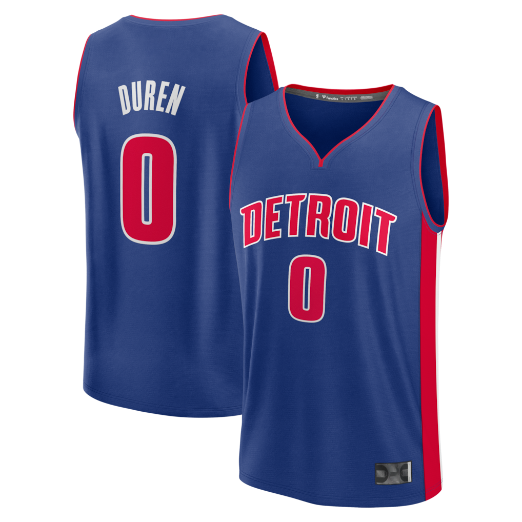 Punc D.Pistons #0 Jalen Duren  Blue Fast Break Replica Jerseys - Icon Edition