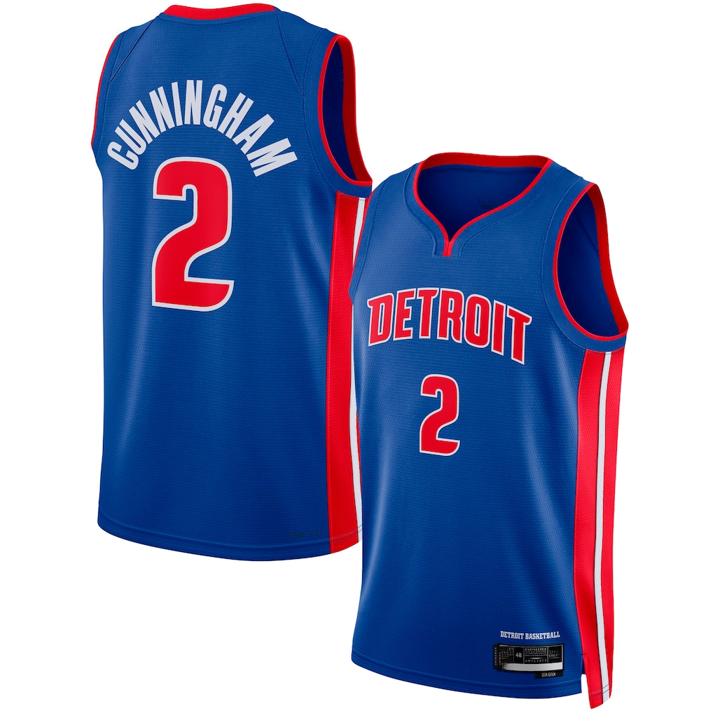 Punc D.Pistons #2 Cade Cunningham Blue Swingman Jerseys - Icon Edition