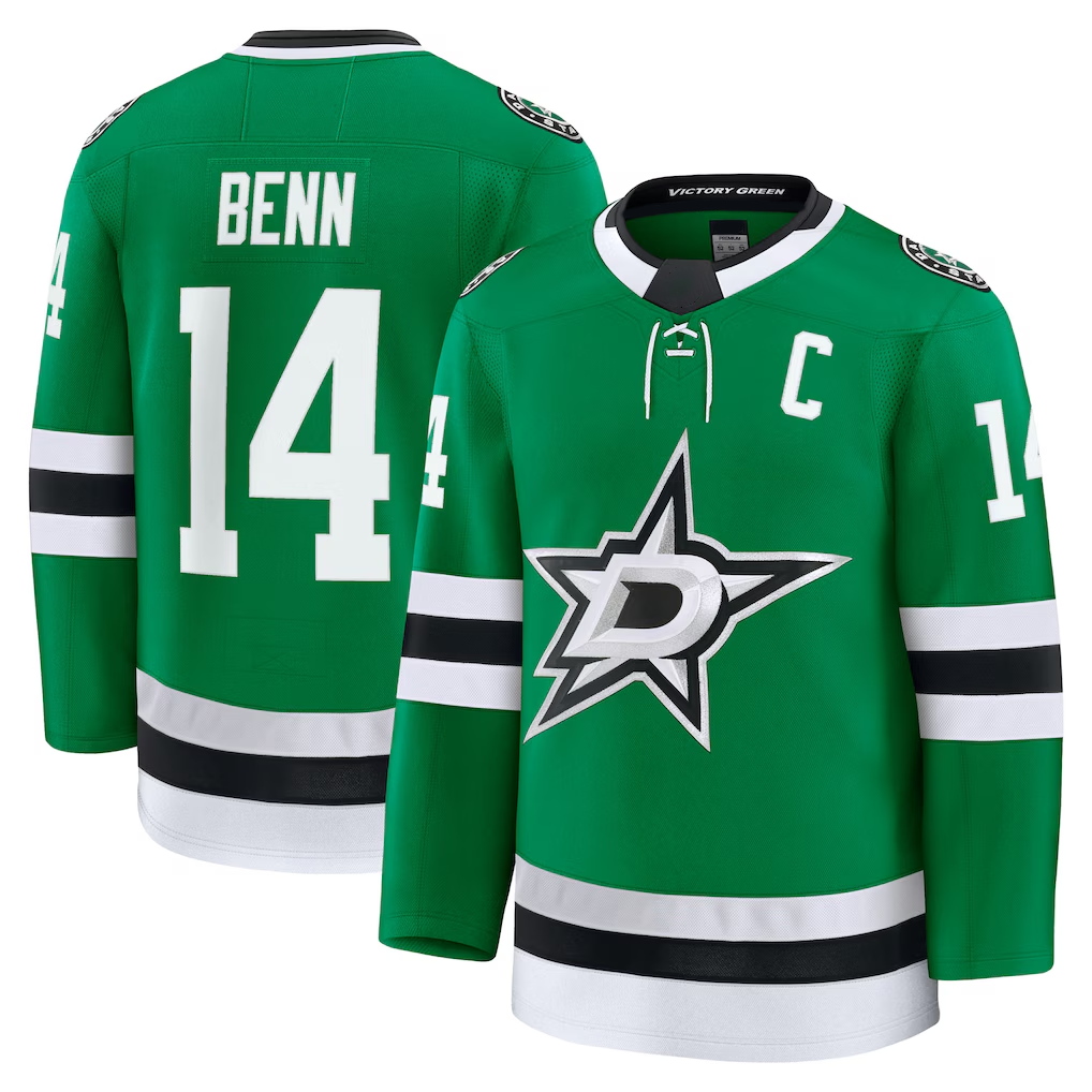 Punc D.Stars #14 Jamie Benn Kelly Green Home Premium Jerseys