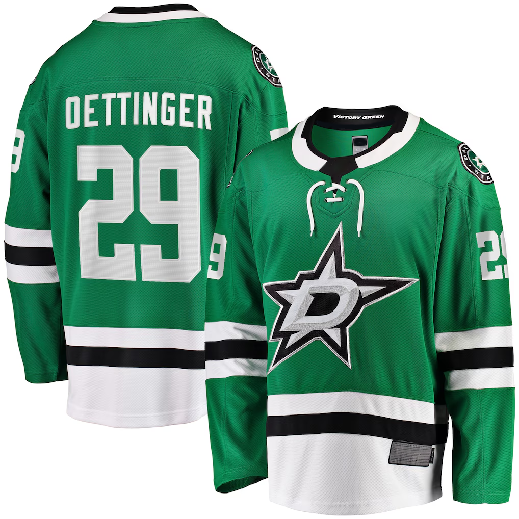 Punc D.Stars #29 Jake Oettinger Kelly Green Home Breakaway Player Jerseys