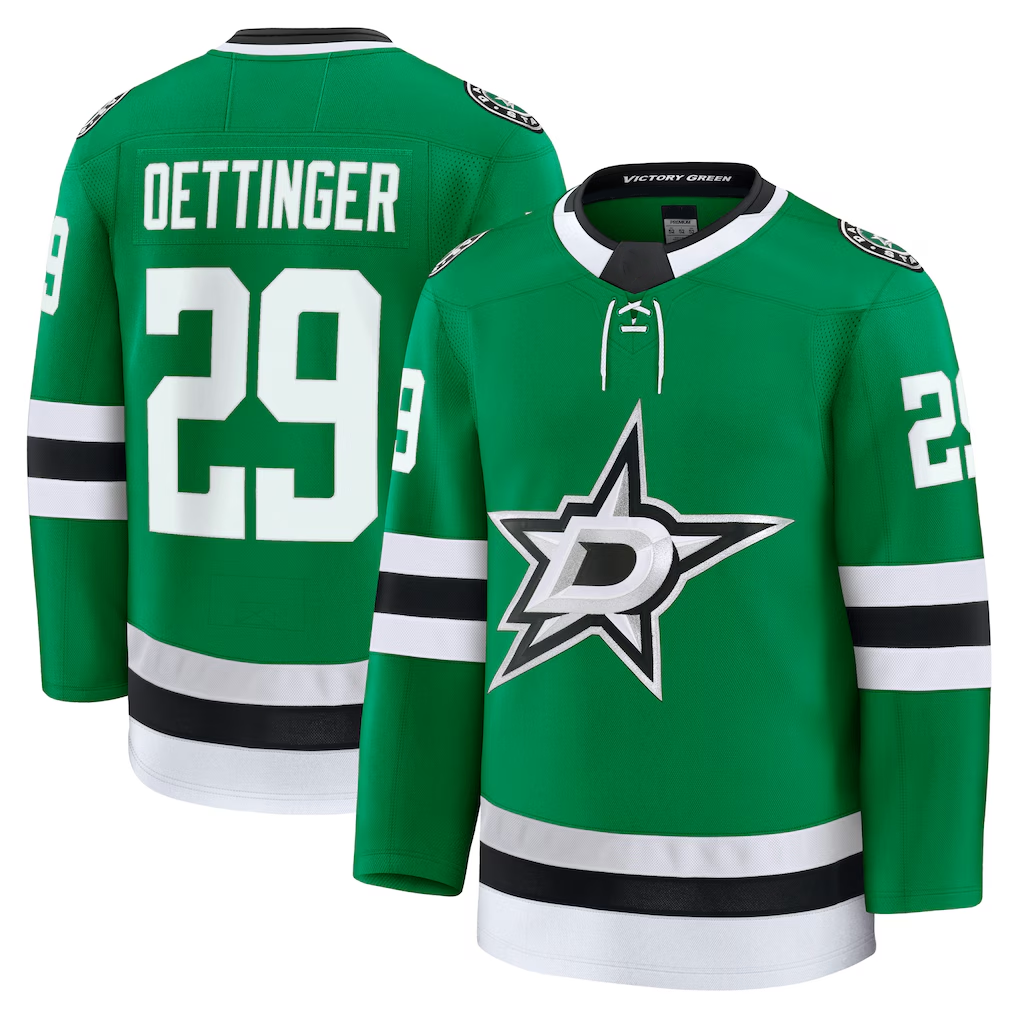 Punc D.Stars #29 Jake Oettinger Kelly Green Home Premium Jerseys