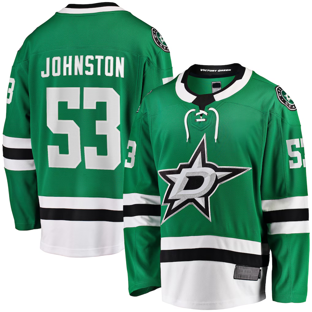 Punc D.Stars #53 Wyatt Johnston Kelly Green Home Breakaway Player Jerseys