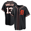 Punc D.Tigers #13 Dillon Dingler Player Black Fashion Out Home Game Stitched Jerseys