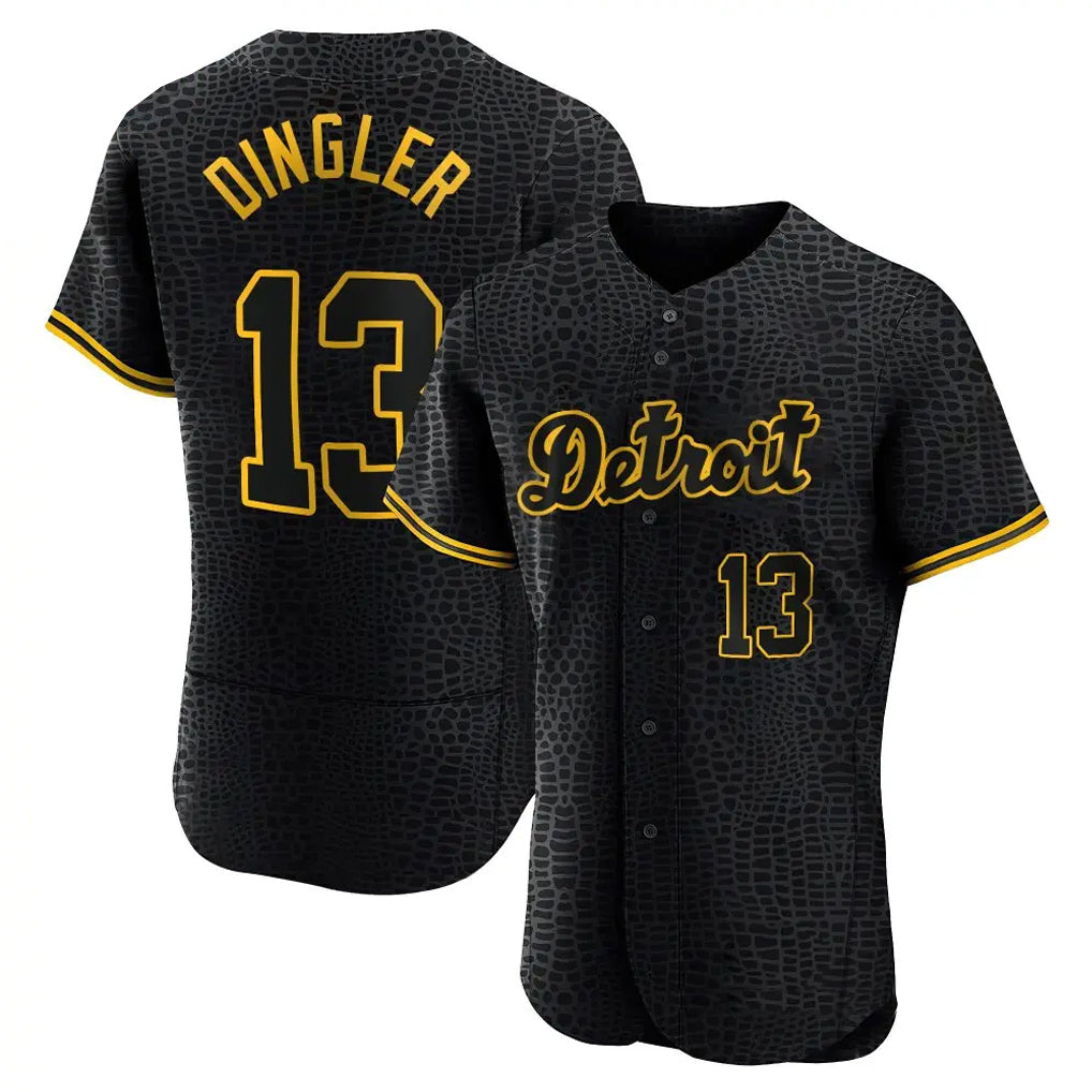 Punc D.Tigers #13 Dillon Dingler Player Black Snake Skin City Limited Elite Home Stitched Jerseys