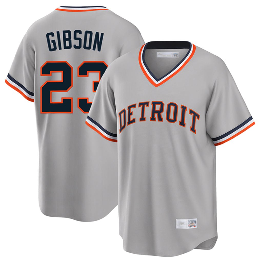 Punc D.Tigers #23 Kirk Gibson Player Gray Cooperstown T-shirt Home Game Stitched Jerseys