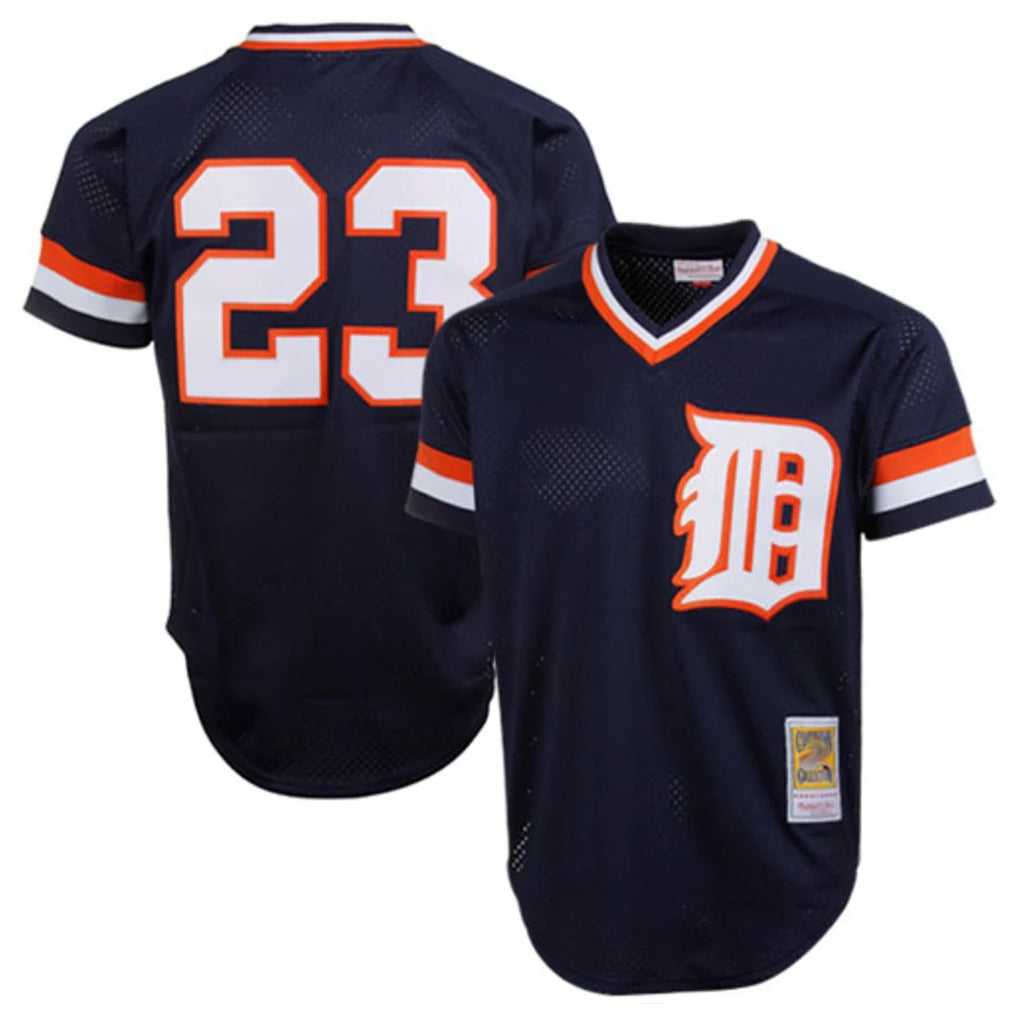 Punc D.Tigers #23 Kirk Gibson Player Mitchell & Ness Navy 1984 Mesh Batting Practice  T-shirt Stitched Jerseys
