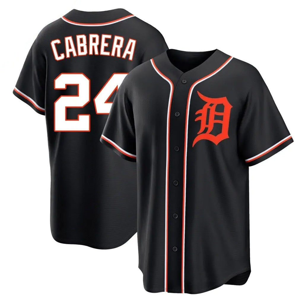 Punc D.Tigers #24 Miguel Cabrera Player Black Fashion Out Home Game Stitched Jerseys