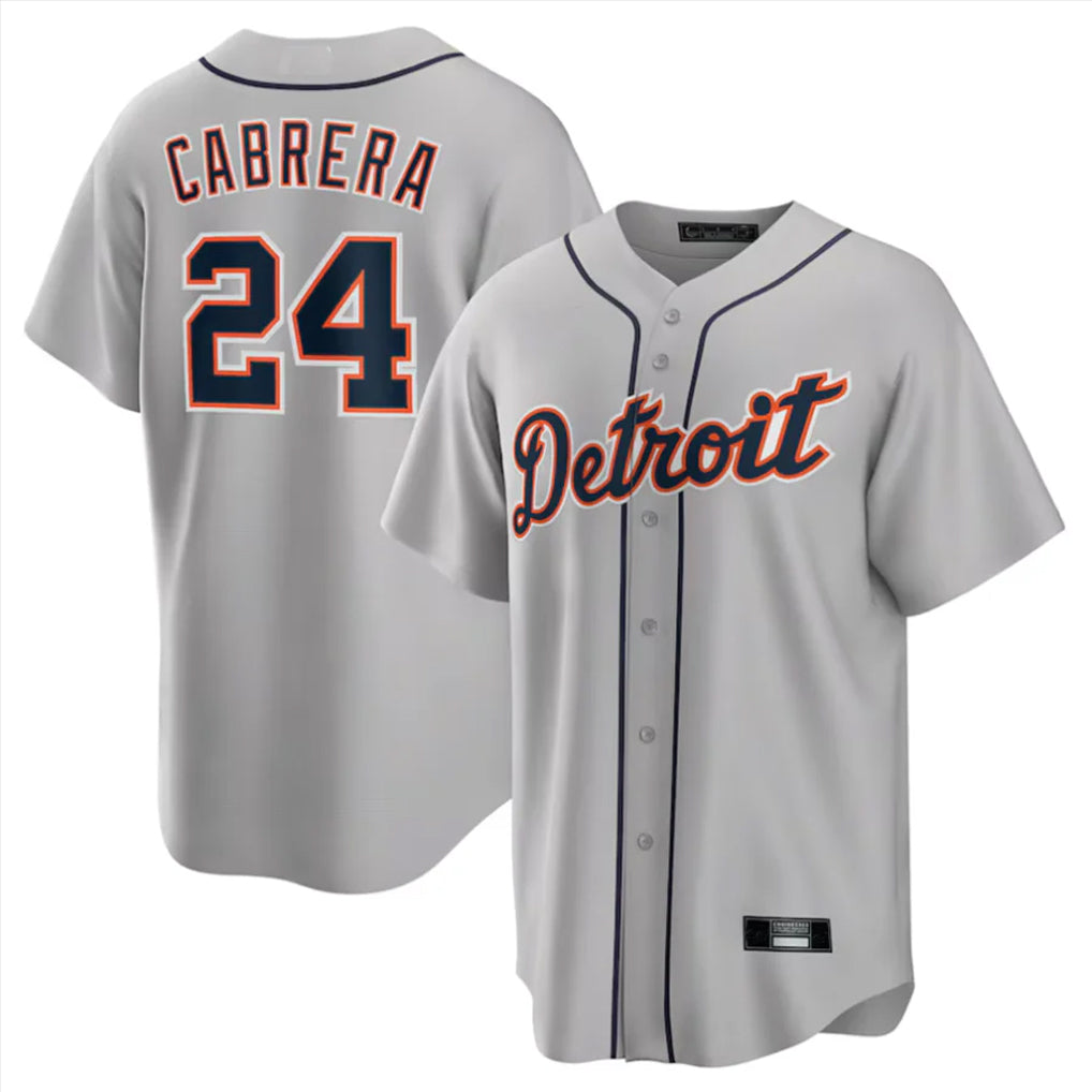 Punc D.Tigers #24 Miguel Cabrera Player Gray Home Game Stitched Jerseys