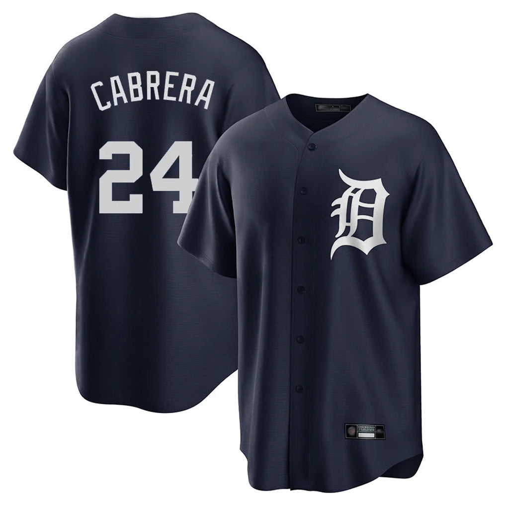Punc D.Tigers #24 Miguel Cabrera Player Navy Game Home Stitched Jerseys