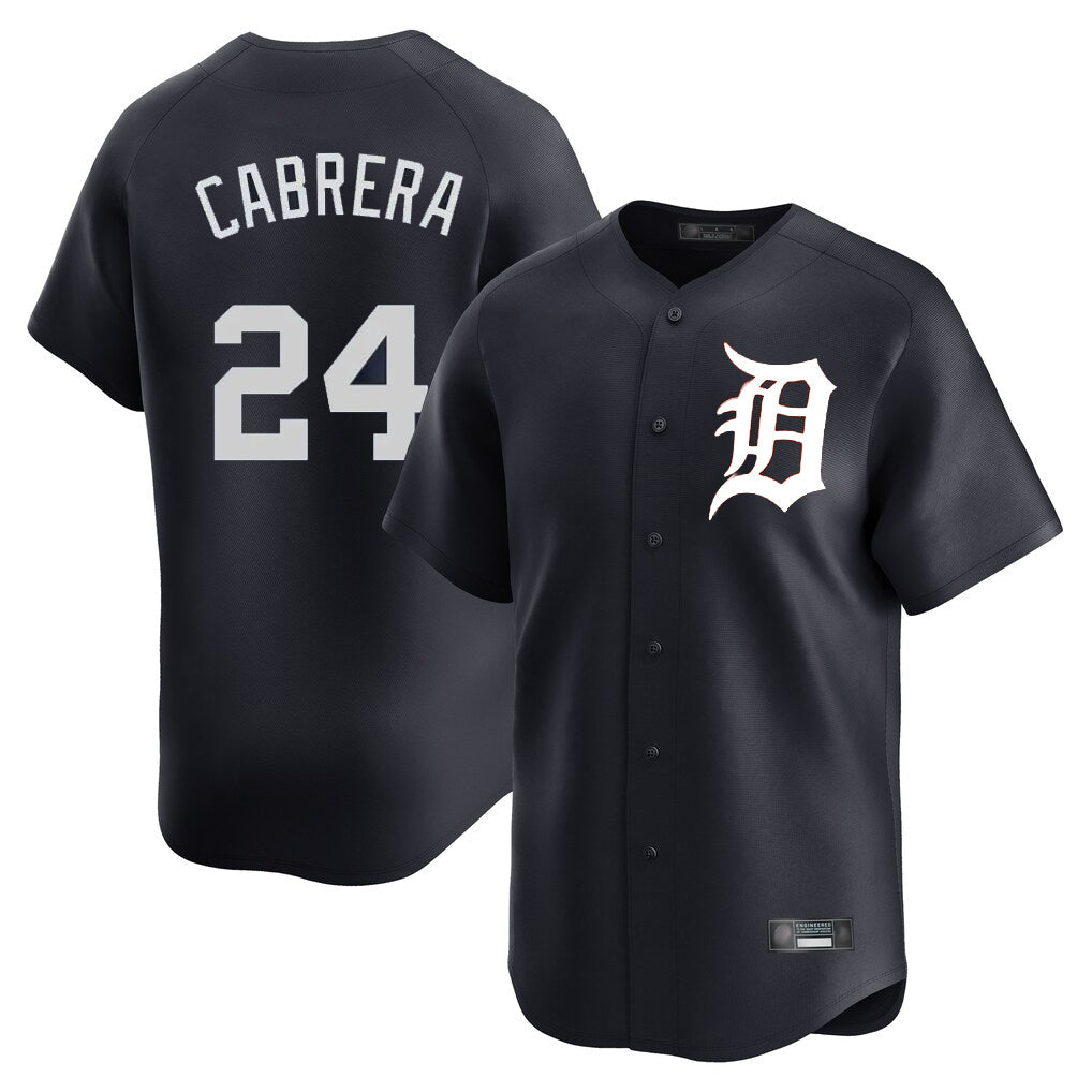 Punc D.Tigers #24 Miguel Cabrera Player Navy Home Limited Game Stitched Jerseys