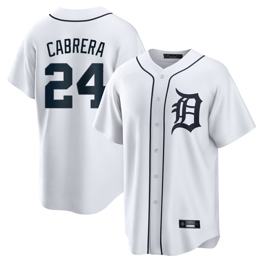Punc D.Tigers #24 Miguel Cabrera Player White Home Game Stitched Jerseys