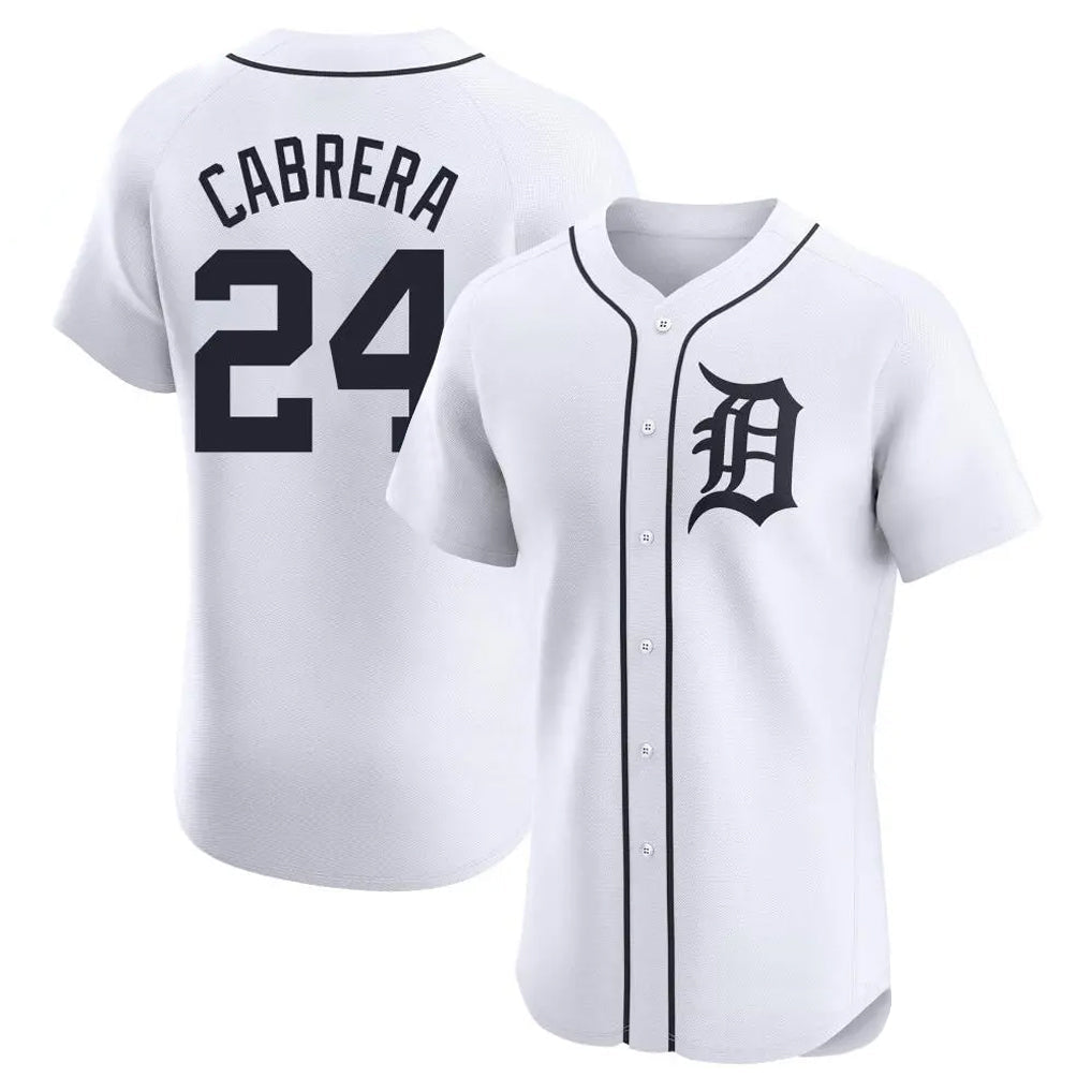 Punc D.Tigers #24 Miguel Cabrera Player White Limited Elite Home Stitched Jerseys