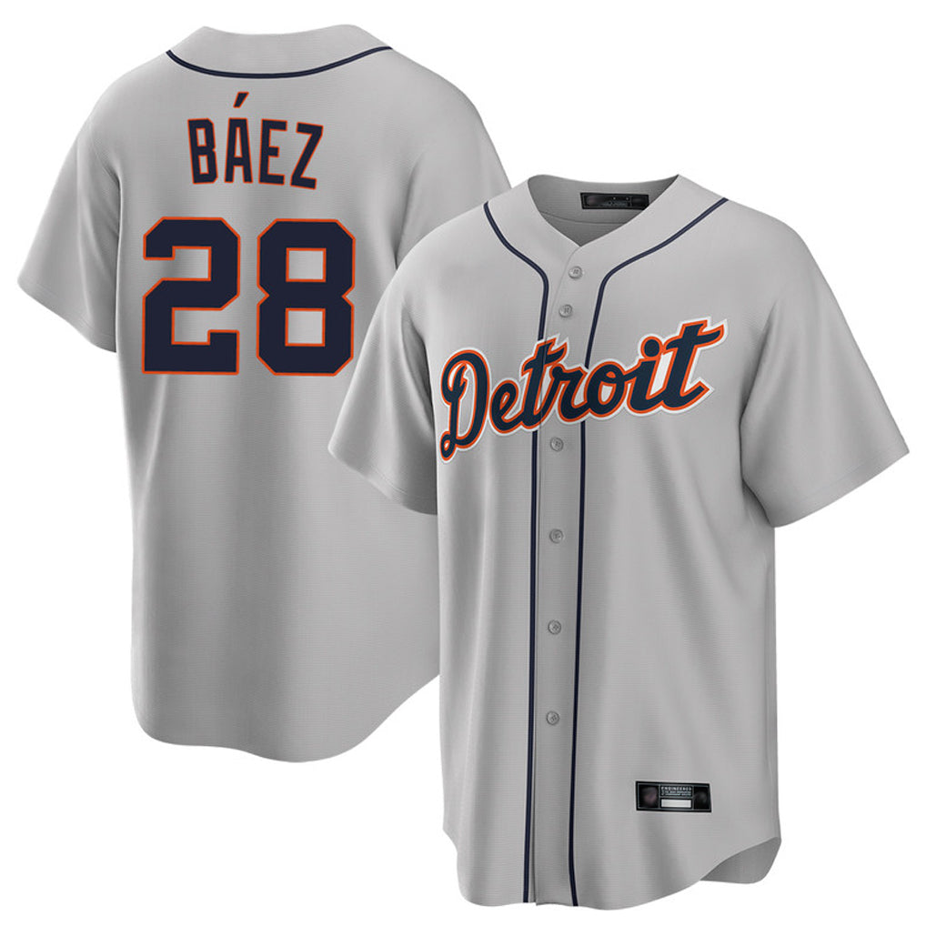 Punc D.Tigers #28 Javier B¨¢ez Player Gray Home Game Stitched Jerseys