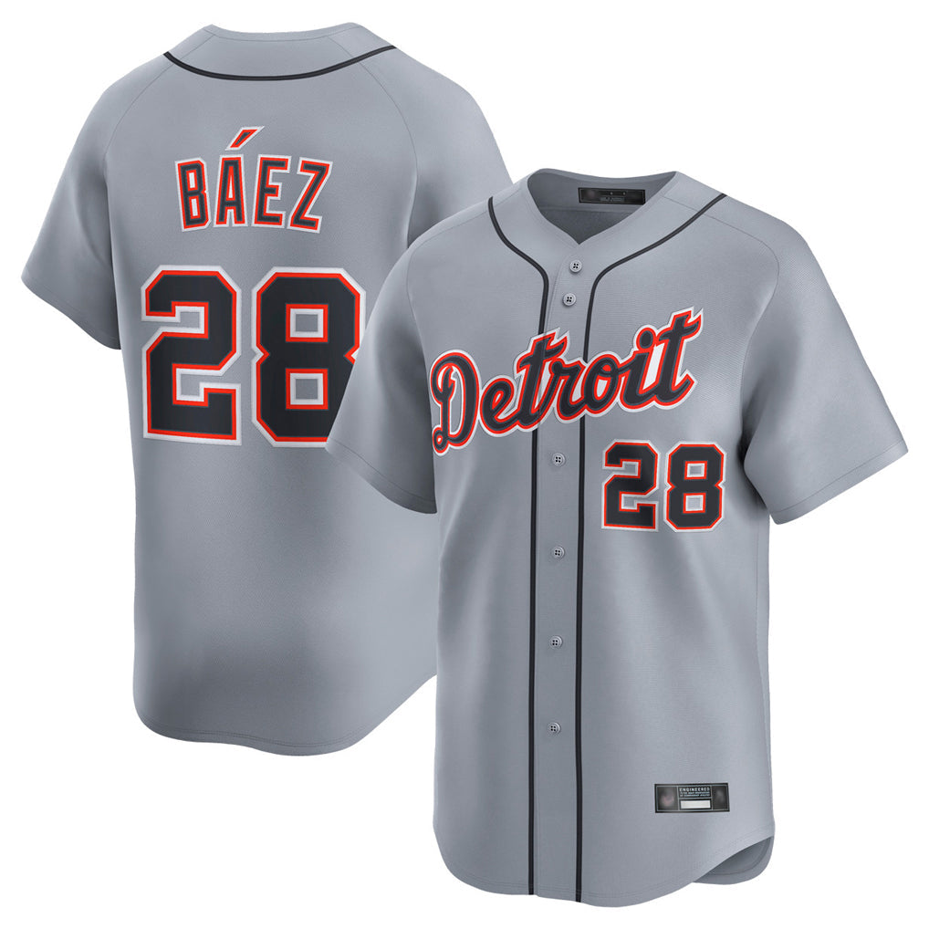 Punc D.Tigers #28 Javier B¨¢ez Player Gray Home Limited Stitched Jerseys