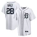 Punc D.Tigers #28 Javier B¨¢ez Player White Home Game Stitched Jerseys