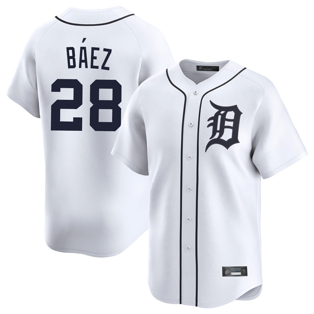 Punc D.Tigers #28 Javier B¨¢ez Player White Home Limited Stitched Jerseys