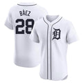 Punc D.Tigers #28 Javier B¨¢ez Player White Limited Elite Home Stitched Jerseys