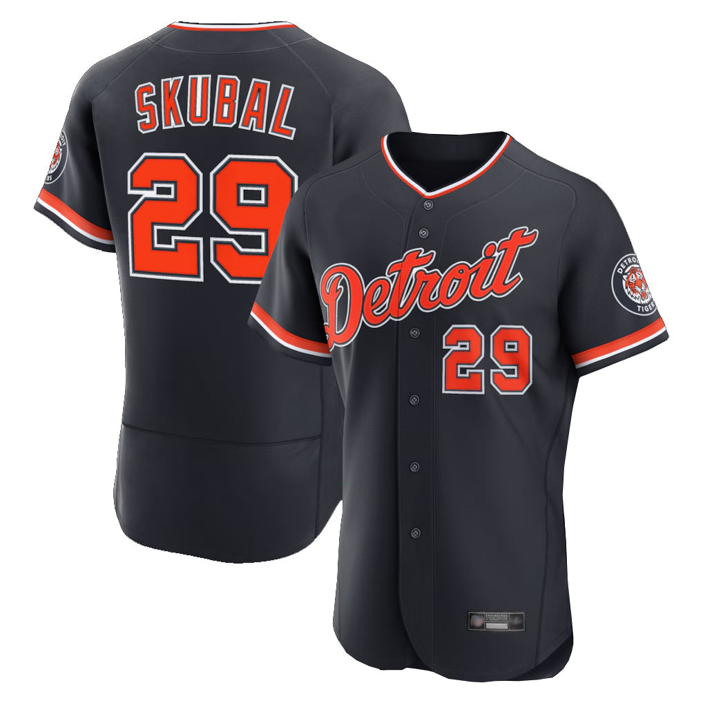 Punc D.Tigers #29 Tarik Skubal Player Navy Limited Elite Home Game Stitched Jerseys