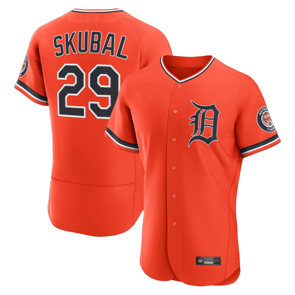 Punc D.Tigers #29 Tarik Skubal Player Orange Limited Elite Home Stitched Jerseys