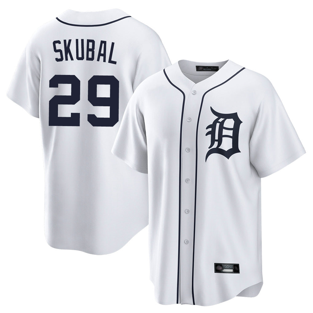 Punc D.Tigers #29 Tarik Skubal Player White Home Game Stitched Jerseys