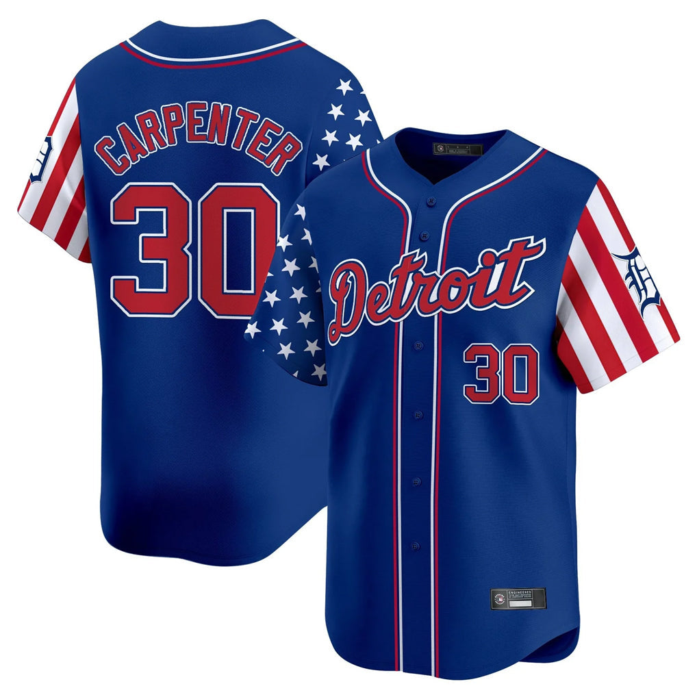 Punc D.Tigers #30 Kerry Carpenter Player Royal Independence Day Vapor Premier Limited Stitched Jerseys