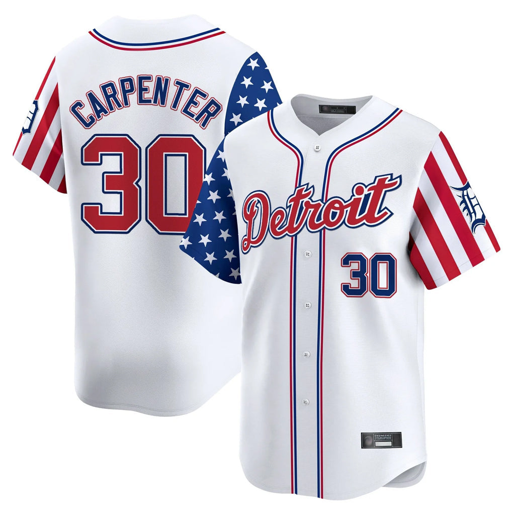Punc D.Tigers #30 Kerry Carpenter Player White Independence Day Vapor Premier Limited Stitched Jerseys