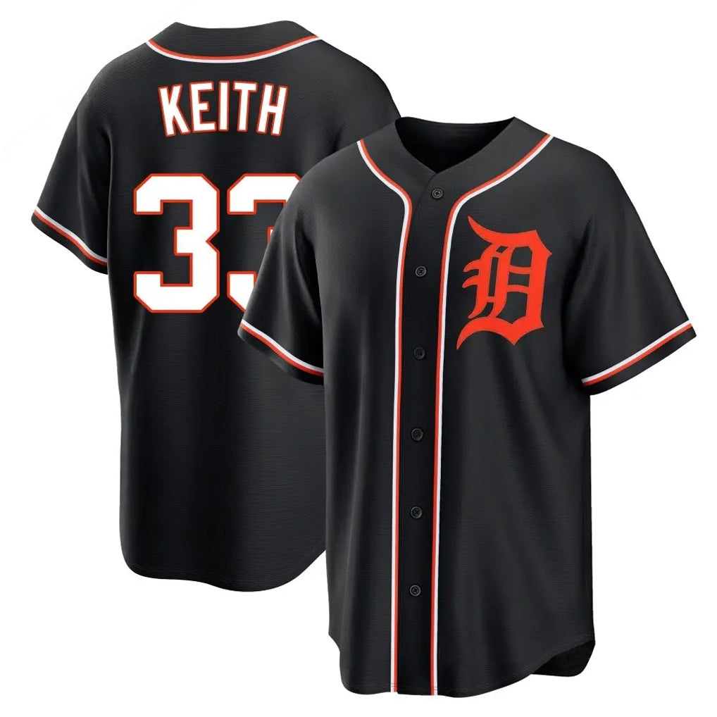 Punc D.Tigers #33 Colt Keith Player Black Fashion Out Home Game Stitched Jerseys