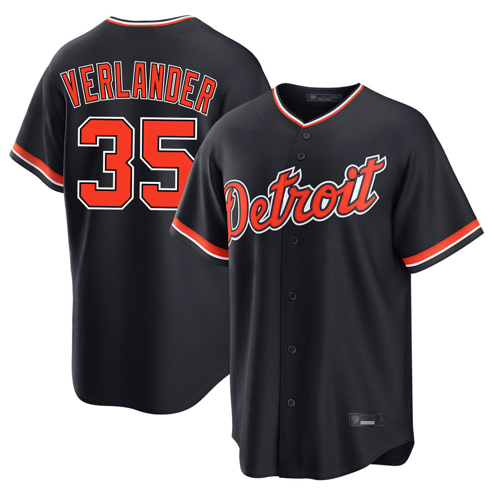 Punc D.Tigers #35 Justin Verlander Player Navy Home Game Stitched Jerseys