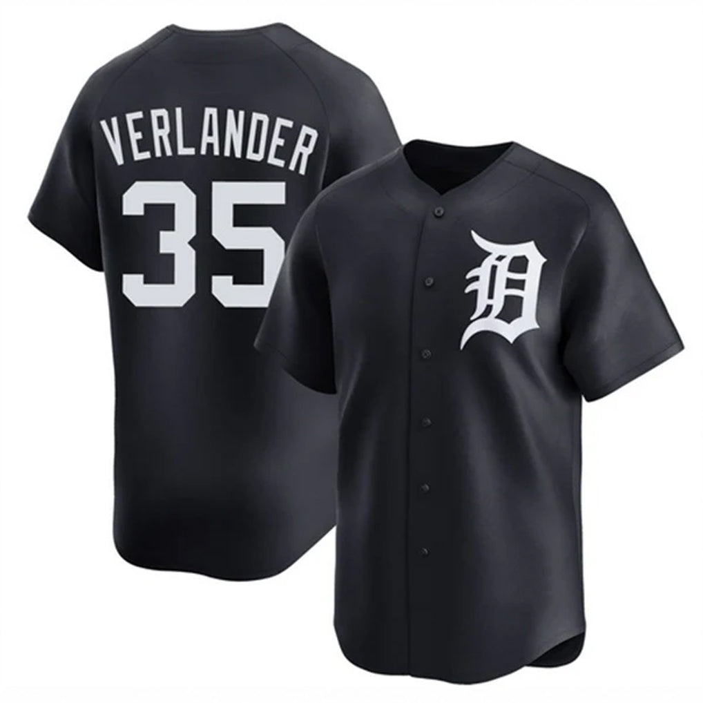 Punc D.Tigers #35 Justin Verlander Player Navy Home Limited Game Stitched Jerseys