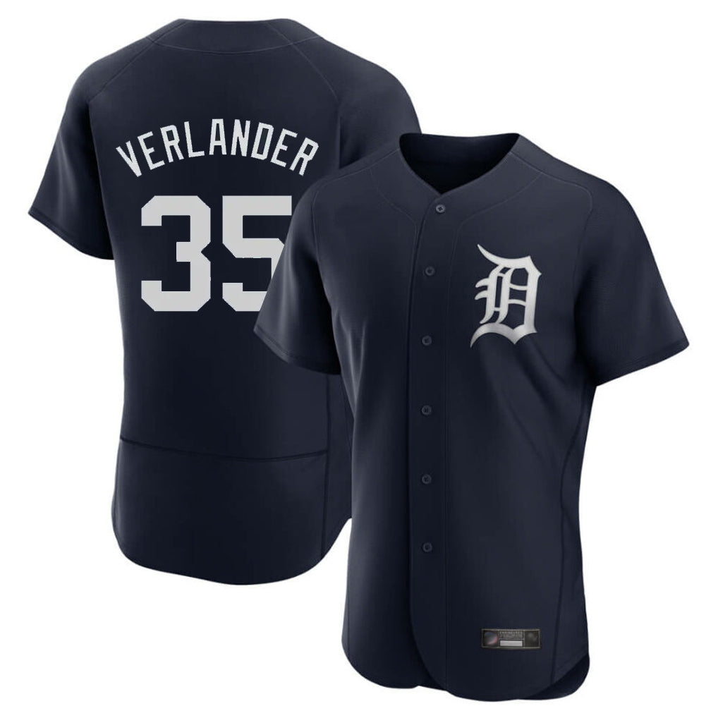Punc D.Tigers #35 Justin Verlander Player Navy Limited Elite Home Stitched Jerseys
